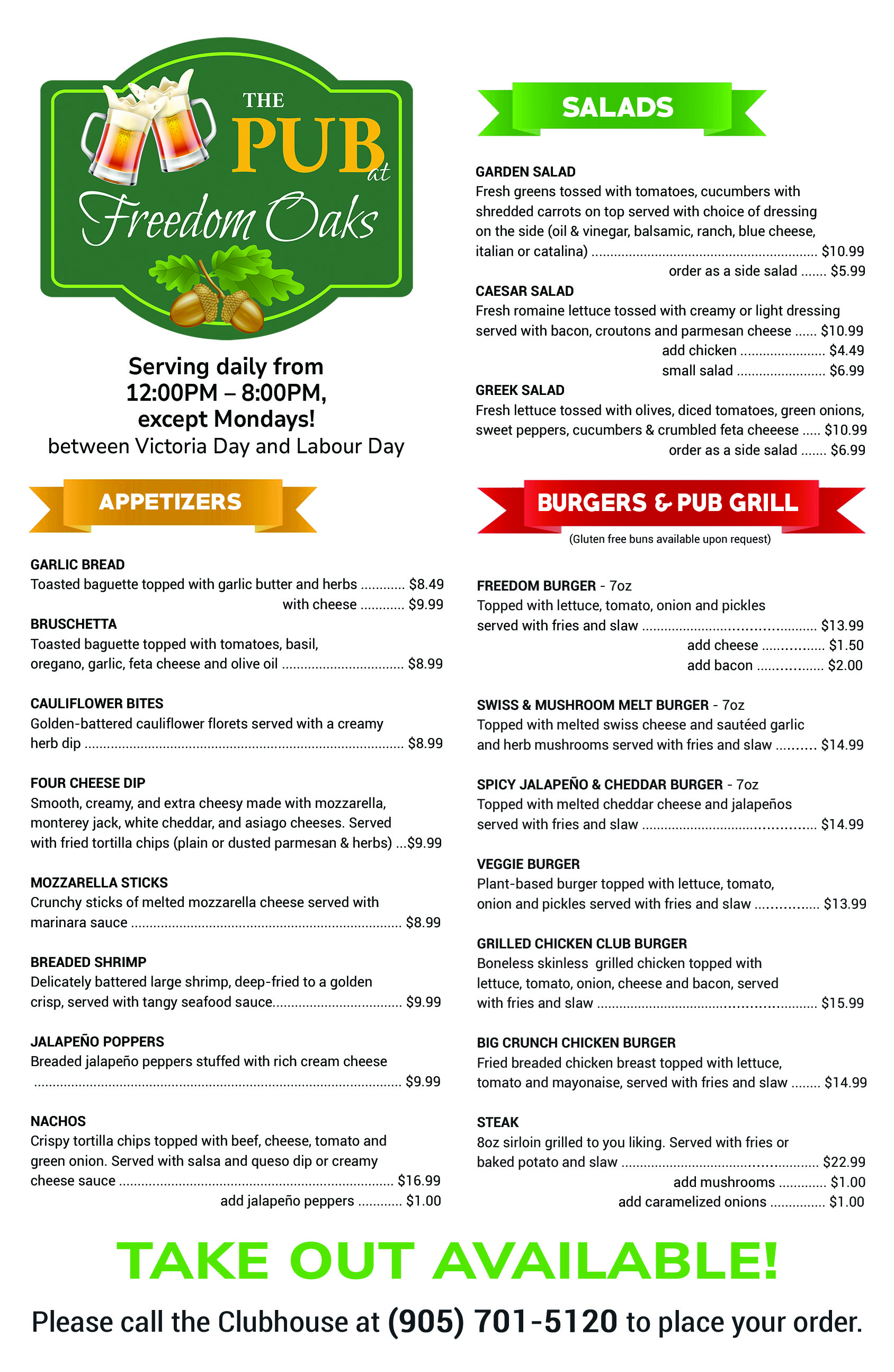 The Pub Take Out Menu Part 1